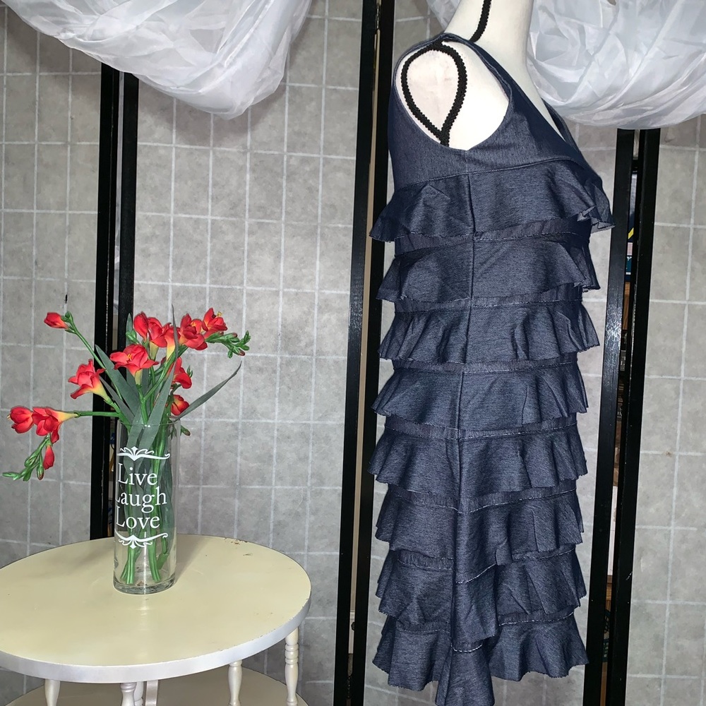 Isle Apparel Ruffled Denim-Style Mini Dress - Picture 6 of 6